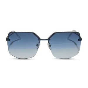 BREE - DEEP NAVY METAL   AEGEAN BLUE FLASH SUNGLASSES