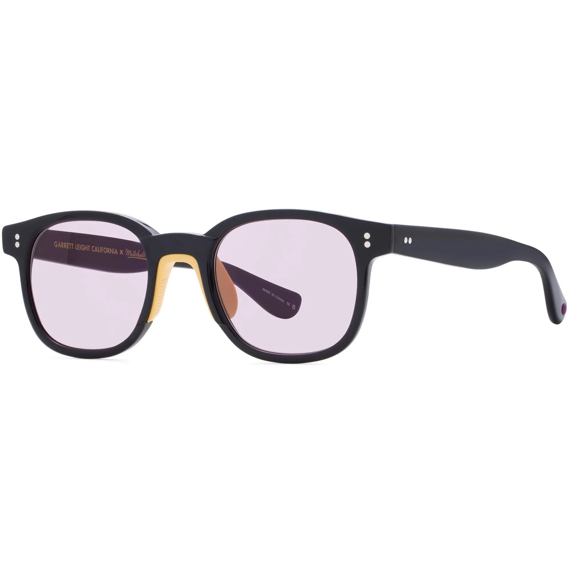 Garrett Leight Women's Sunglasses - Black Oval Frame Plum Lens | MICHELL & NESS BK/PLU