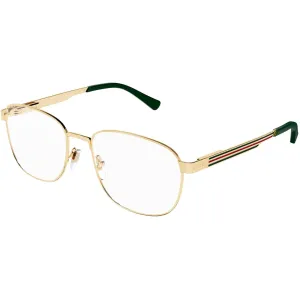 Gucci Men's Eyeglasses - Gold Metal Square Shape Frame Demo Lens, 56 mm | GG12250 002