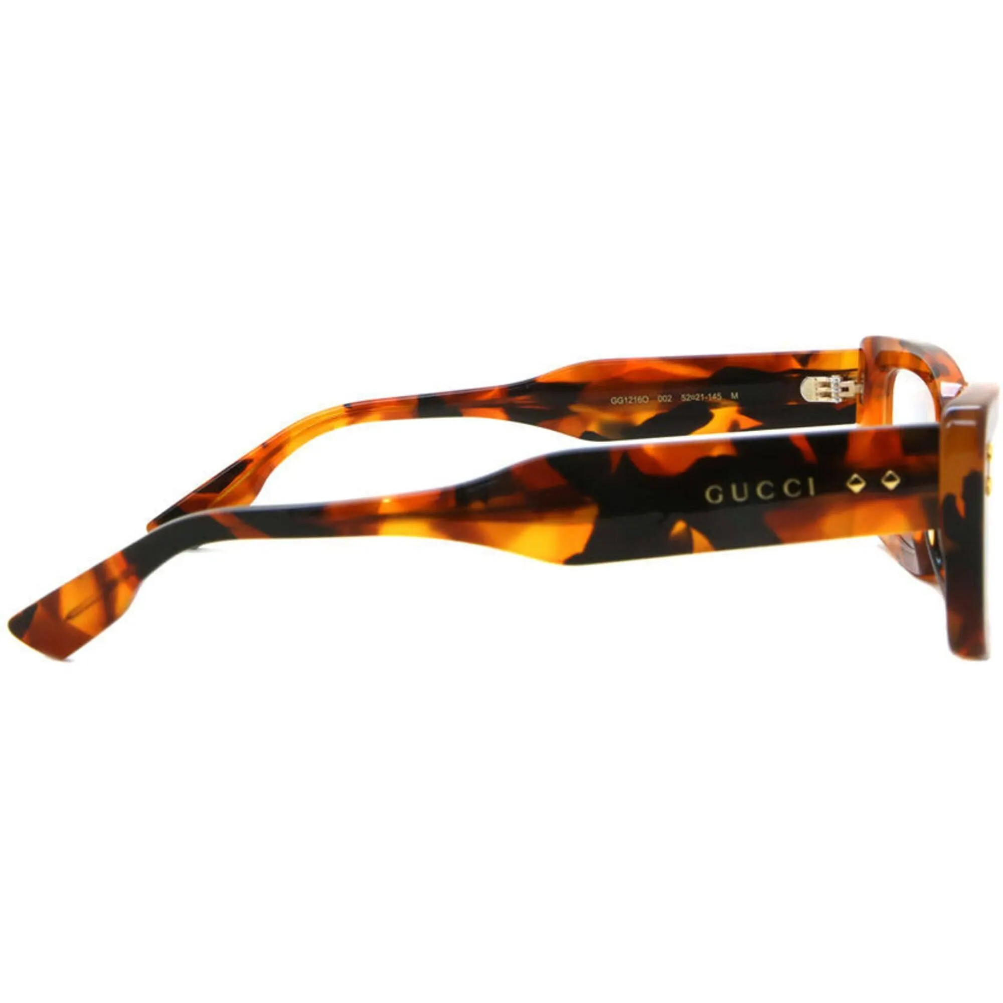 Gucci Women's Eyeglasses - Havana Acetate Rectangular Frame Demo Lens | GG1216O 002