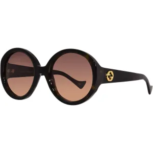 Gucci Women's Sunglasses - Full Rim Havana Acetate Round Shape Frame | GG1256S 002
