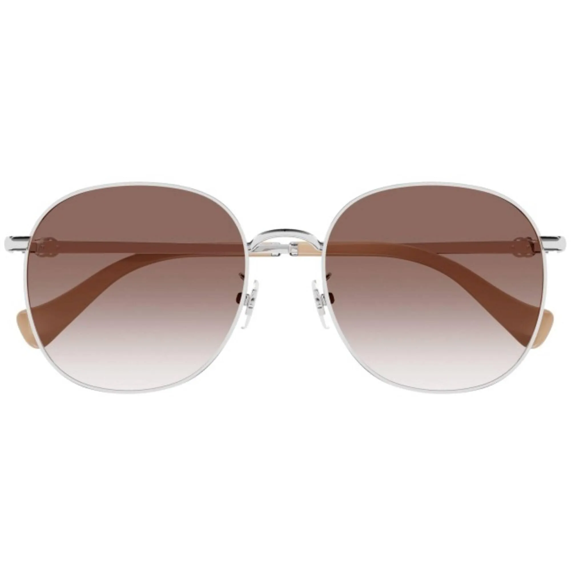 Gucci Women's Sunglasses - Silver Metal Round Shape Frame Pink Lens | GG1142SA 004