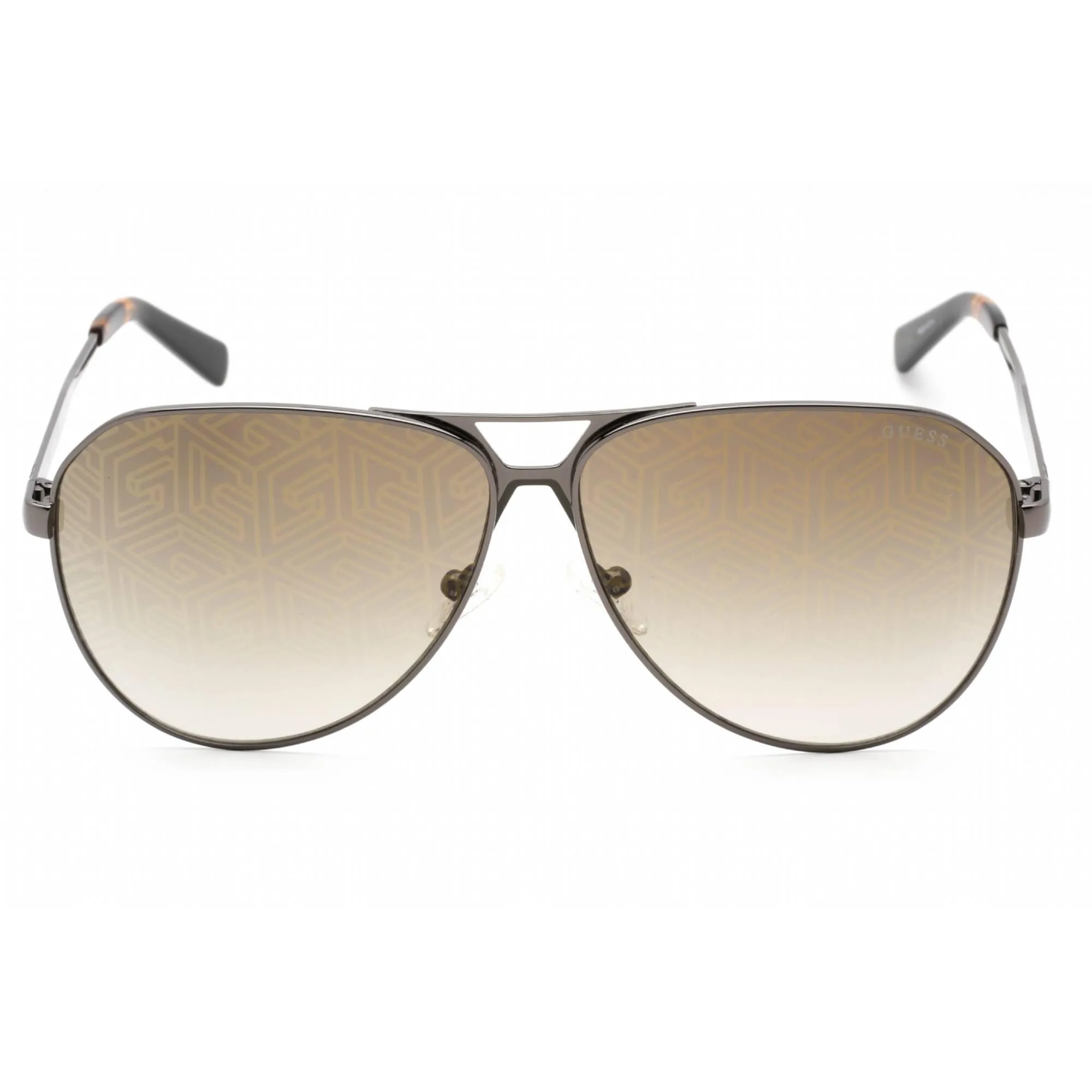 Guess Men's Sunglasses - Full Rim Shiny Gunmetal Metal Aviator Frame | GU00069 08F
