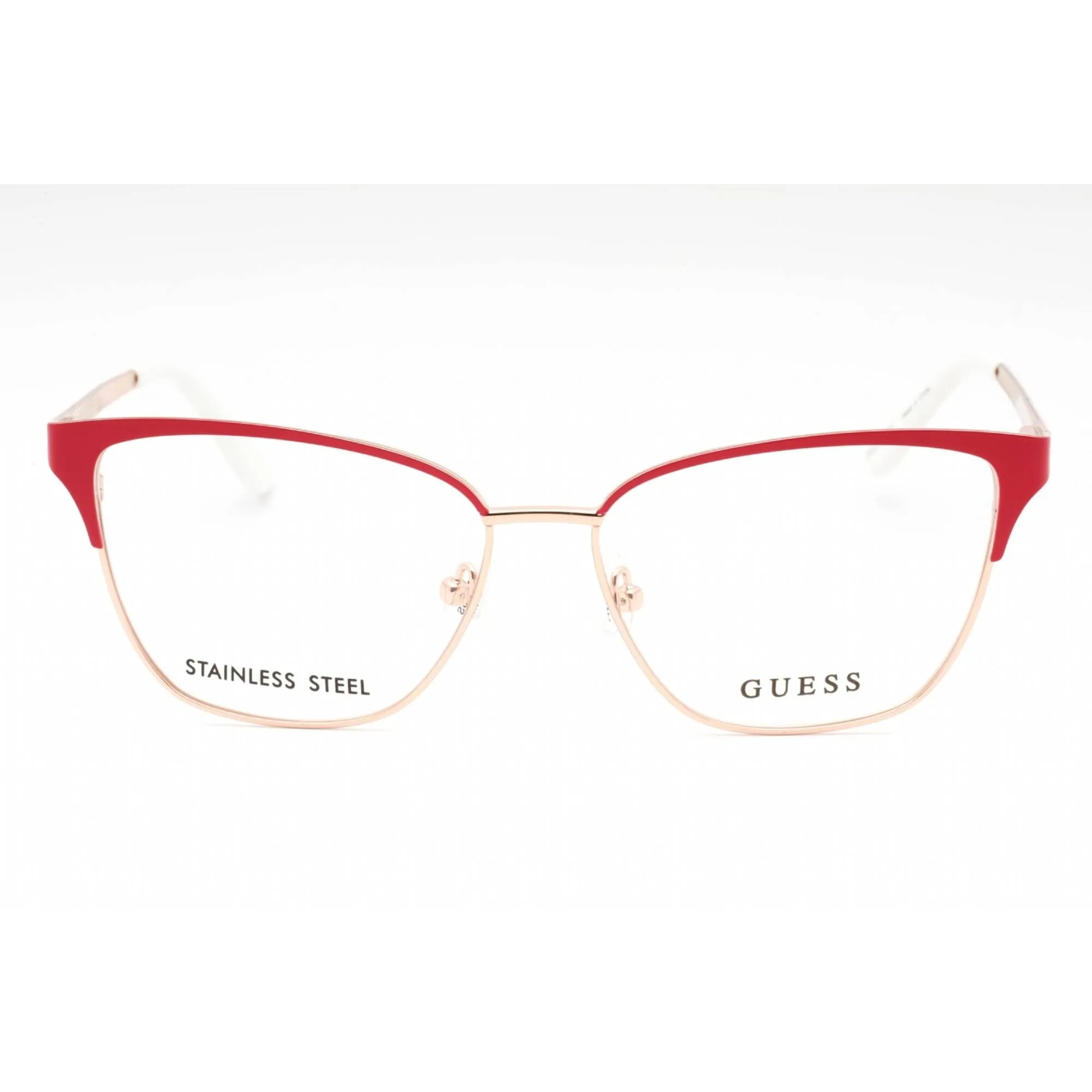 Guess Women's Eyeglasses - Shiny Pink Metal Cat Eye Shape Full Rim Frame | GU2795 072