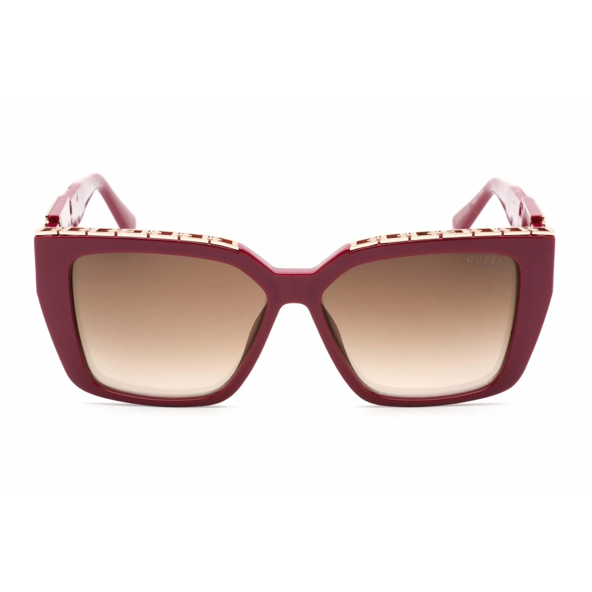 Guess Women's Sunglasses - Full Rim Shiny Bordeaux Plastic Rectangular | GU7915 69G