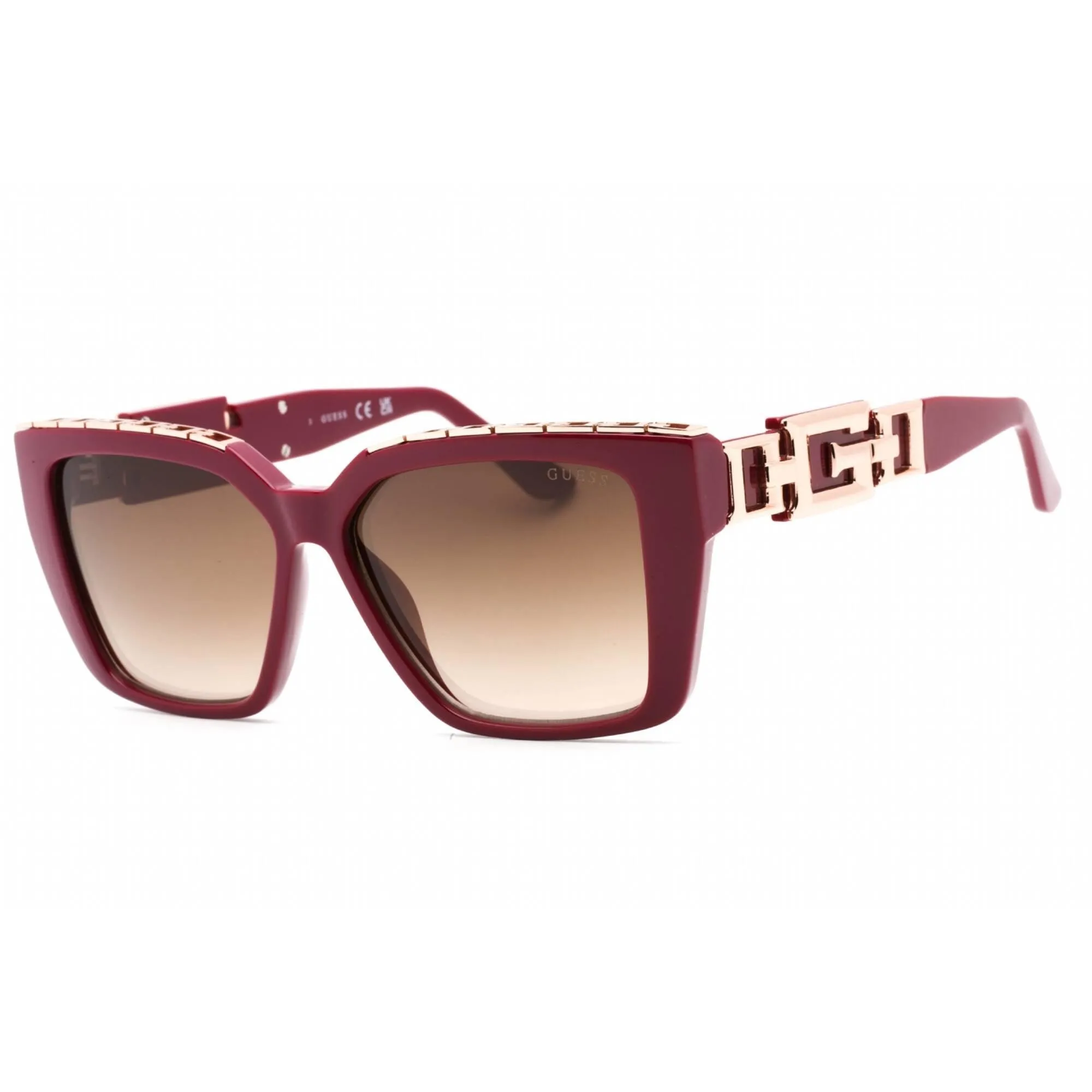 Guess Women's Sunglasses - Full Rim Shiny Bordeaux Plastic Rectangular | GU7915 69G