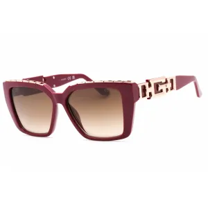Guess Women's Sunglasses - Full Rim Shiny Bordeaux Plastic Rectangular | GU7915 69G