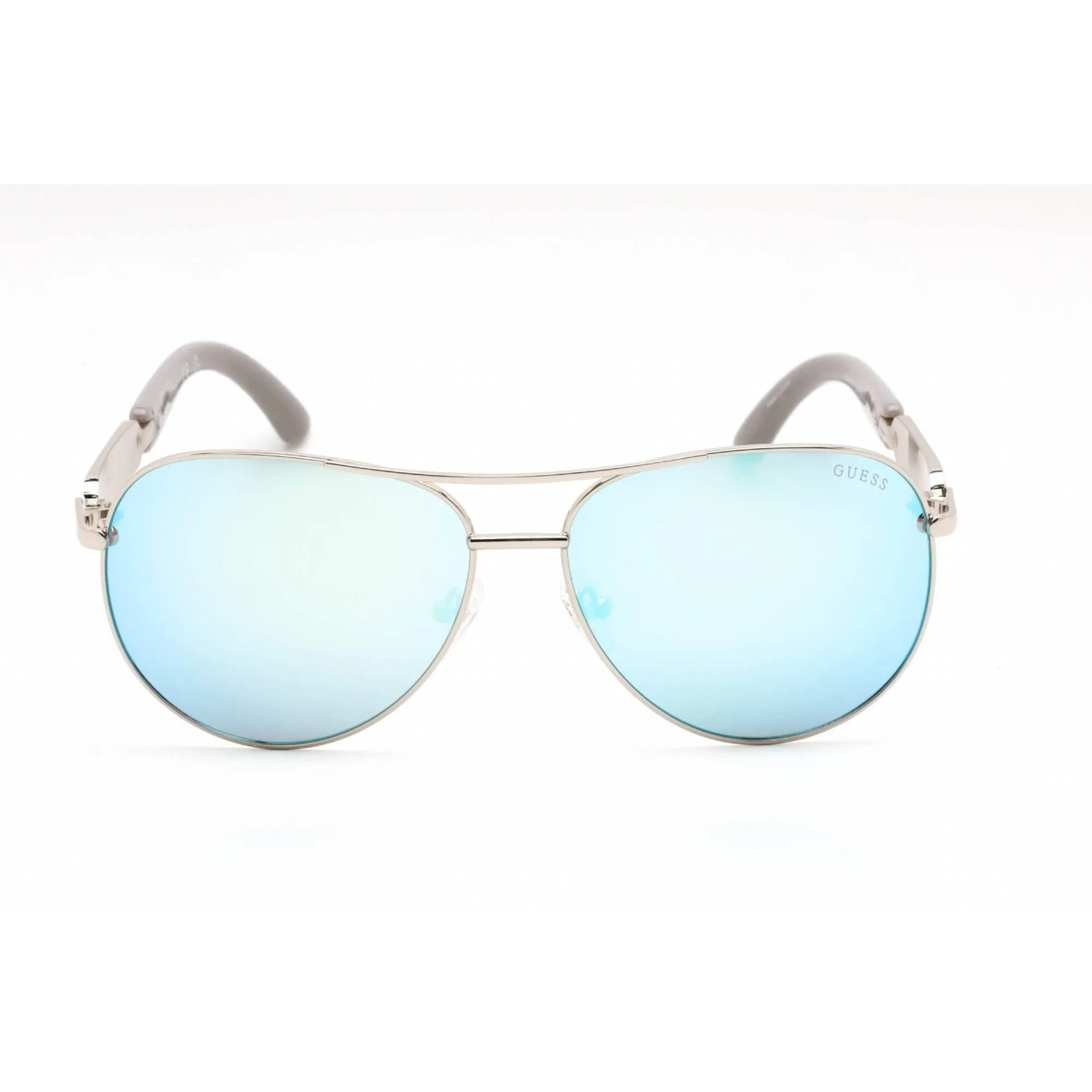 Guess Women's Sunglasses - Full Rim Shiny Dark Nickeltin Metal Aviator | GU7295 06X