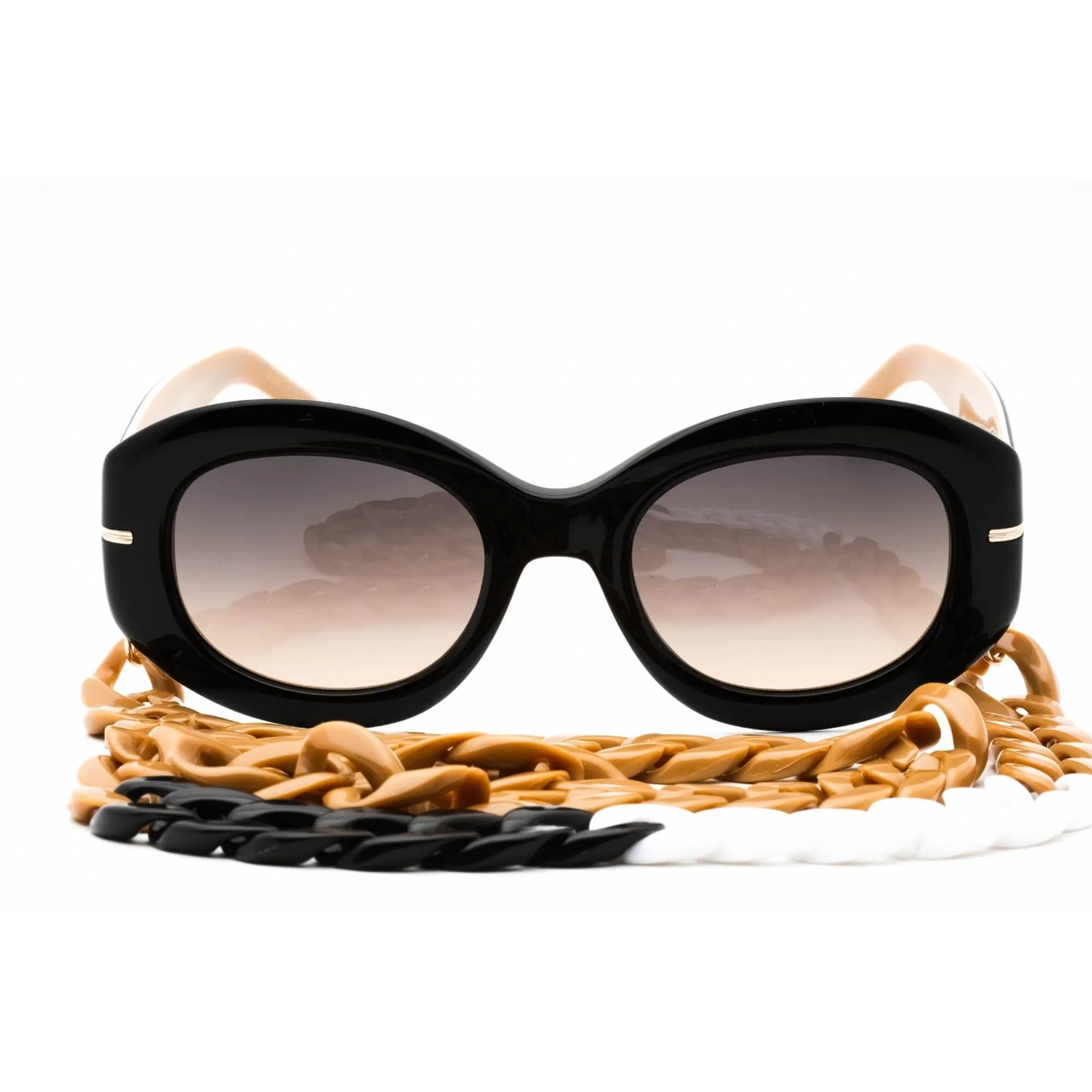 Hugo Boss Women's Sunglasses - Black Beige Plastic Oval Frame | BOSS 1521/N/S 00WM PR