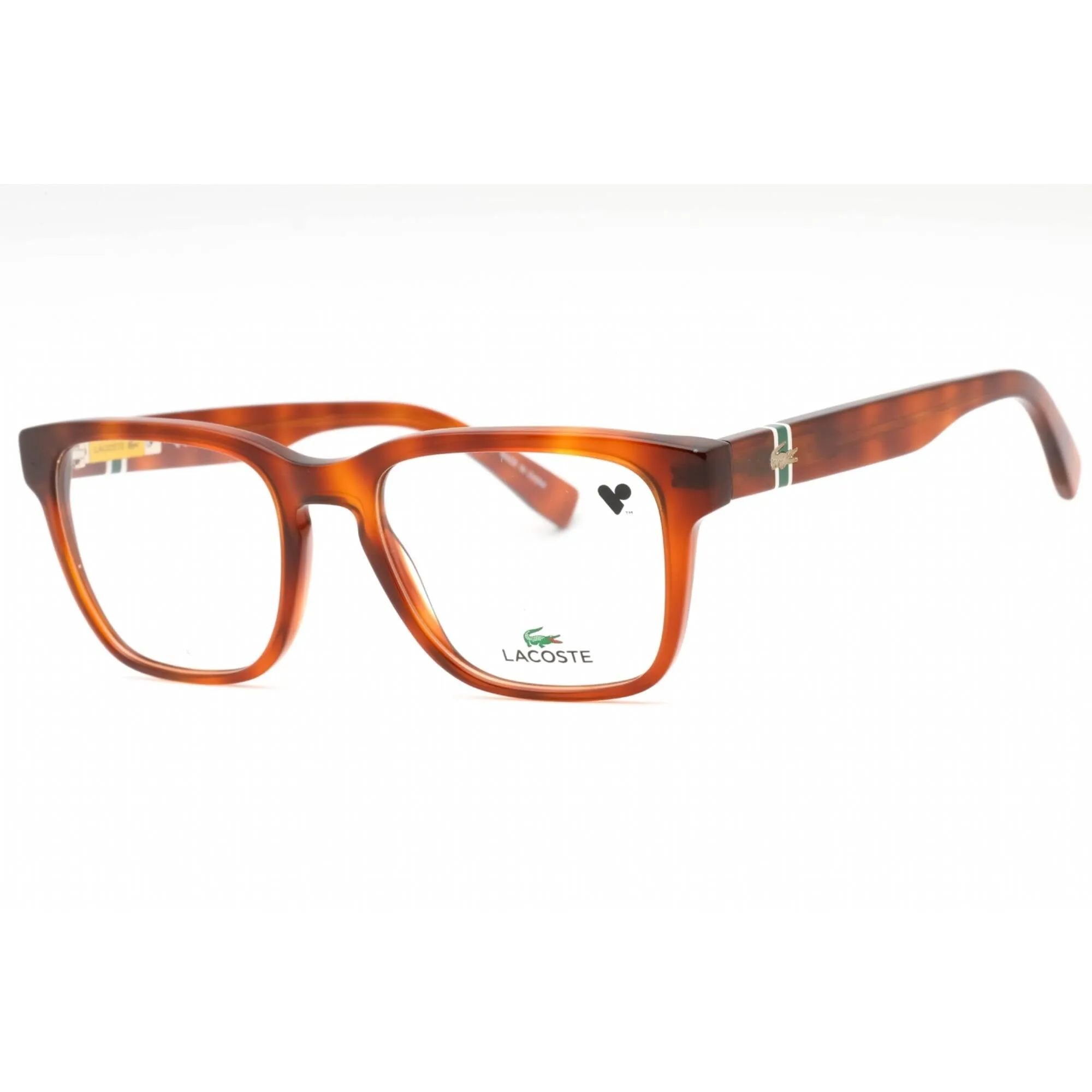 Lacoste Men's Eyeglasses - Blonde Havana Plastic Square Full Rim Frame | L2932 218