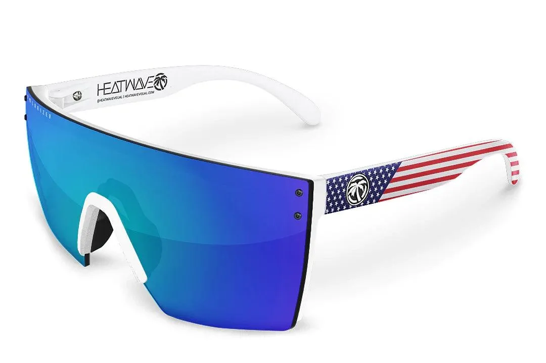 Lazer Face Sunglasses: Stars & Stripes USA Z87 Polarized Galaxy Blue Lens