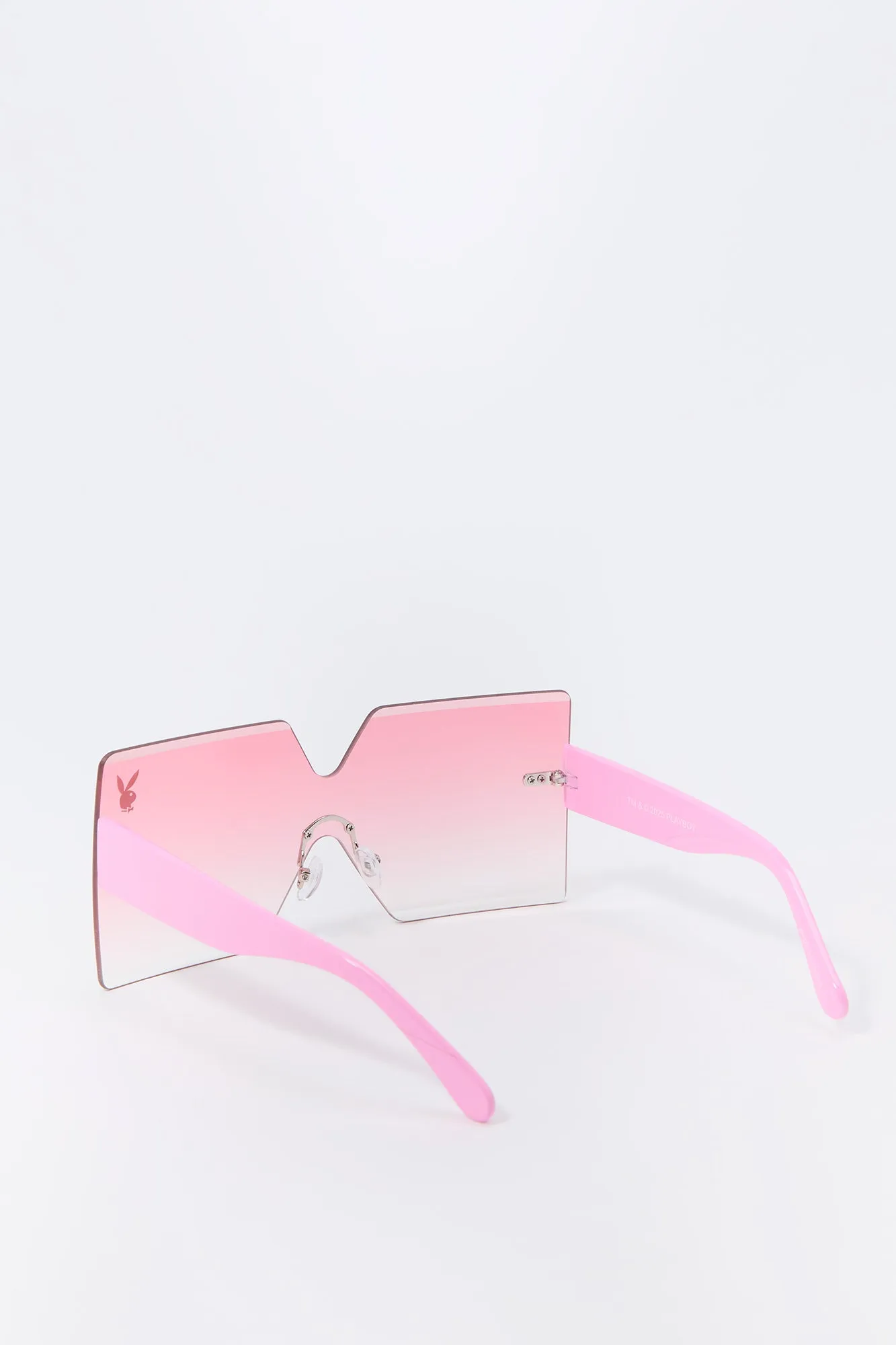 Lunettes de soleil carrées surdimensionnées sans monture à imprimé Playboy