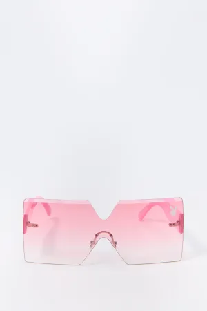 Lunettes de soleil carrées surdimensionnées sans monture à imprimé Playboy