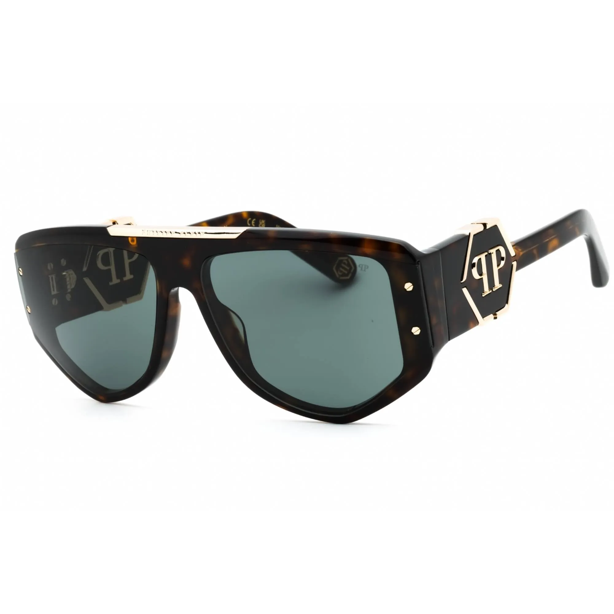 Philipp Plein Men's Sunglasses - Shiny Dark Havana Full Rim Navigator | SPP093M 0722