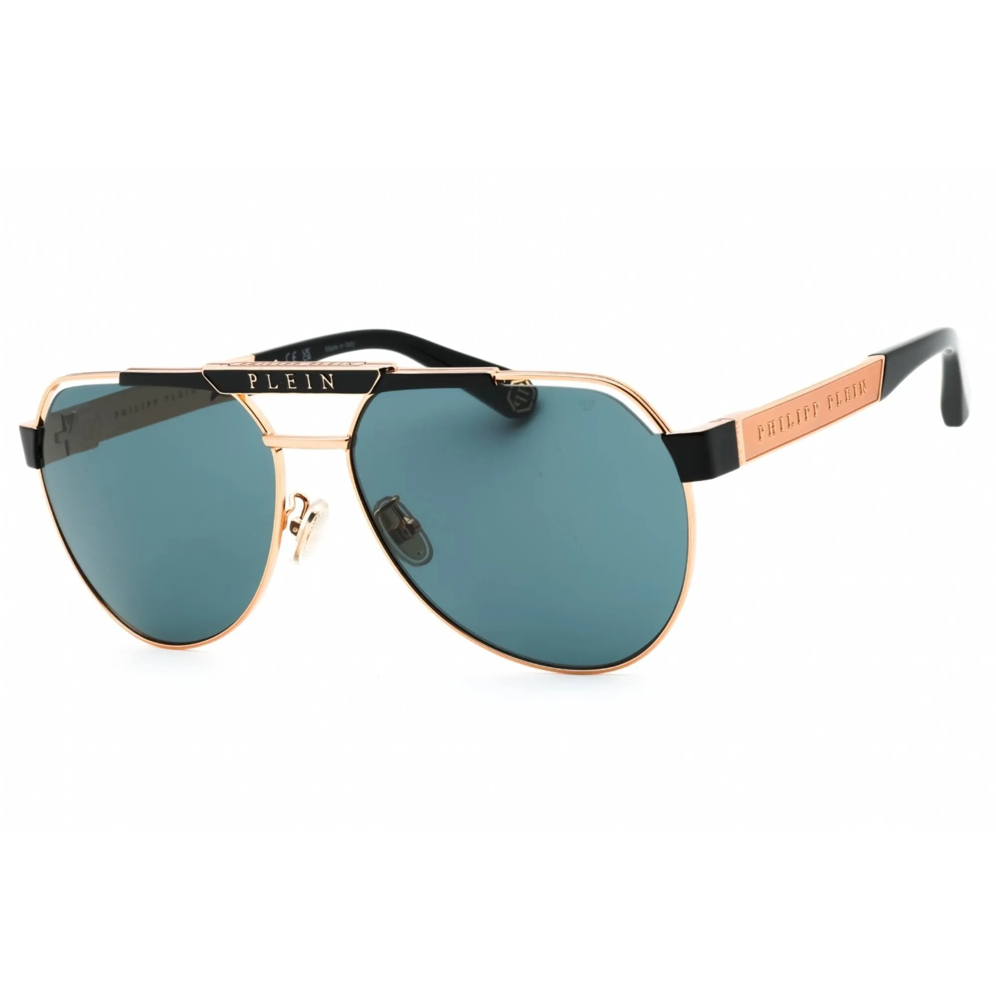 Philipp Plein Men's Sunglasses - Shiny Gold Copper Metal Aviator Frame | SPP073M 08MG