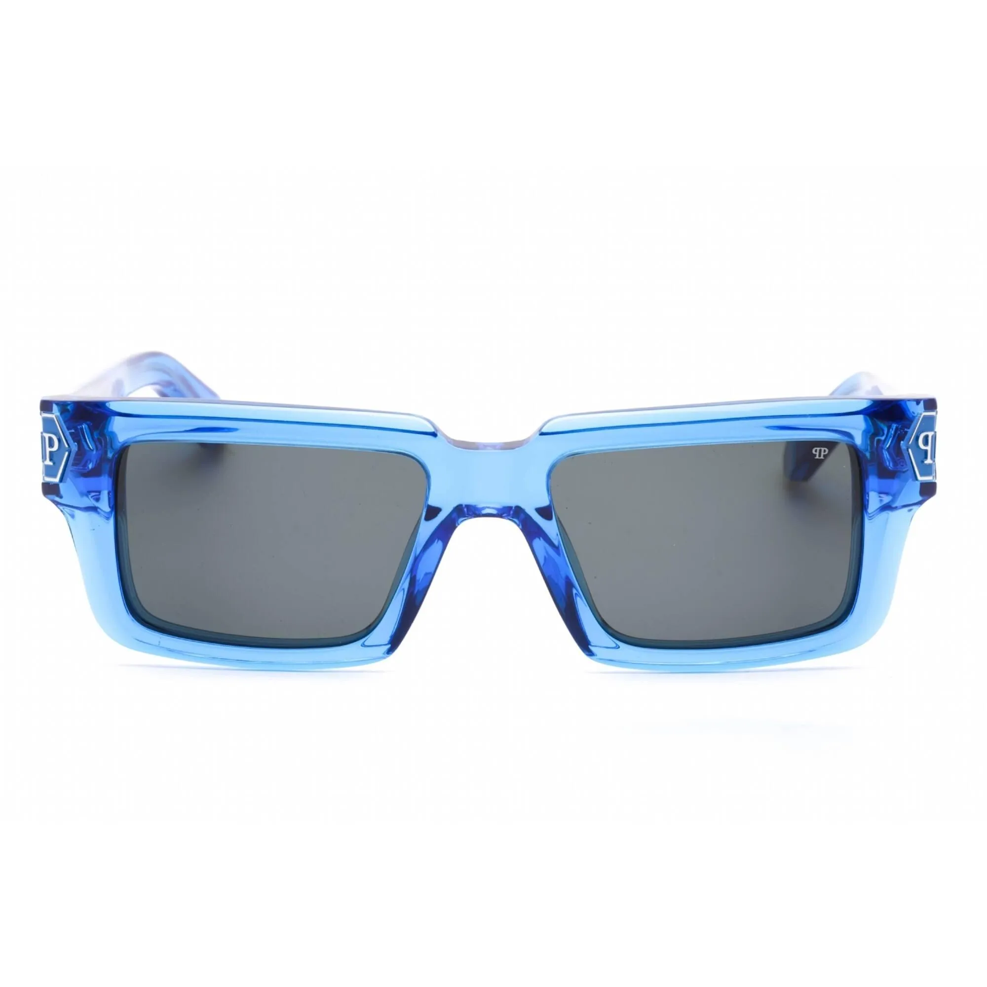Philipp Plein Men's Sunglasses - Shiny Transparent Blue Frame Grey Lens | SPP044M 0AGQ