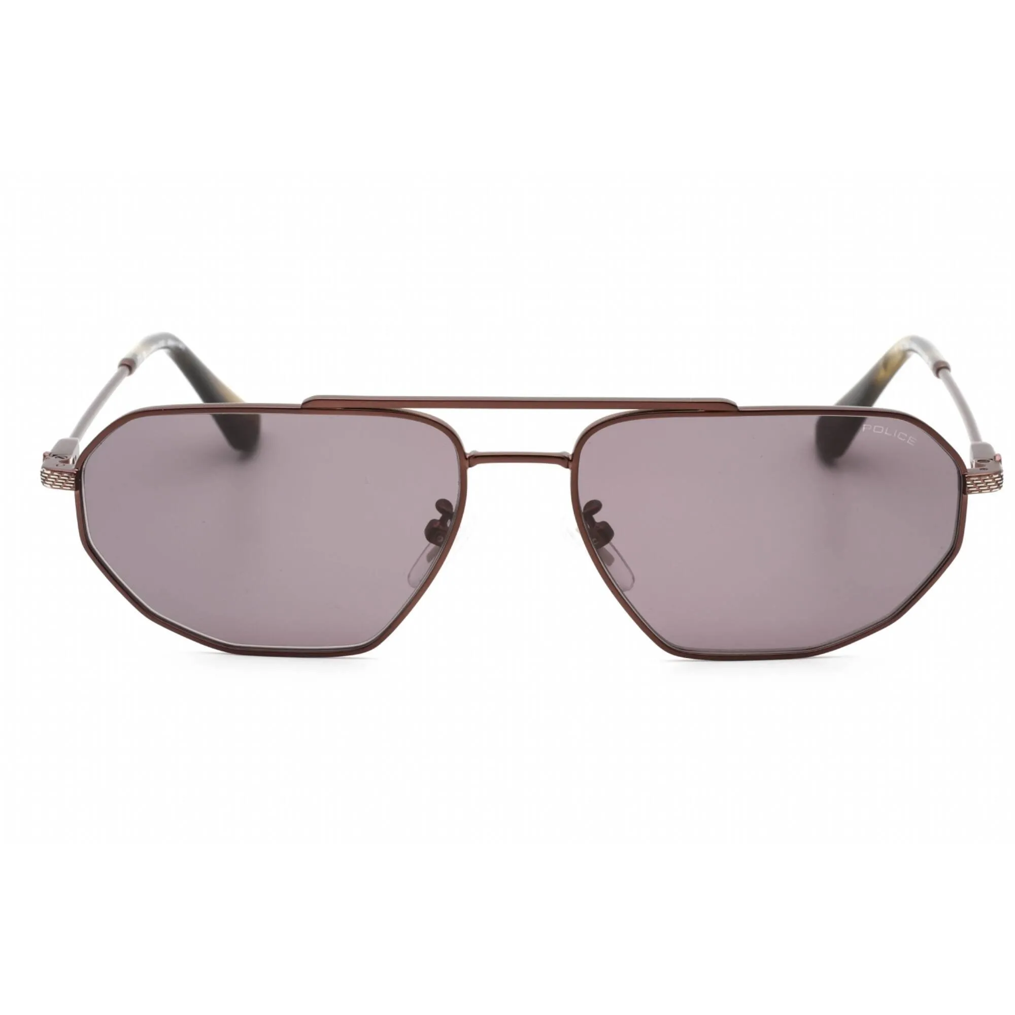 Police Men's Sunglasses - Semi Matte Brown Stainless Steel Aviator | SPLF66M 08FK