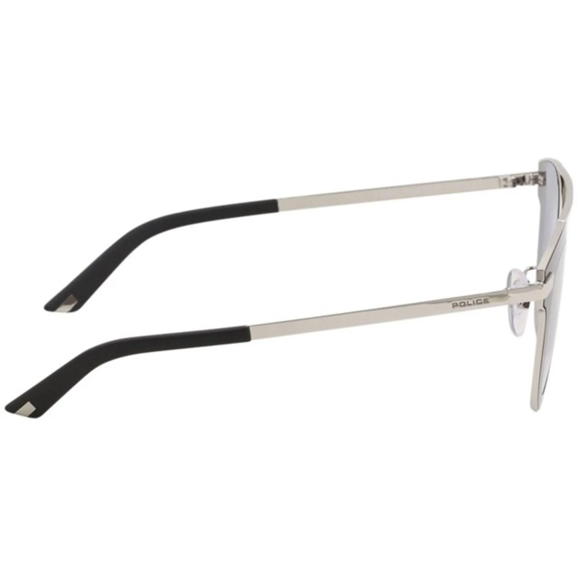 Police Men's Sunglasses - Shiny Palladium Metal Cat Eye Frame | POLICE SPL349 579X