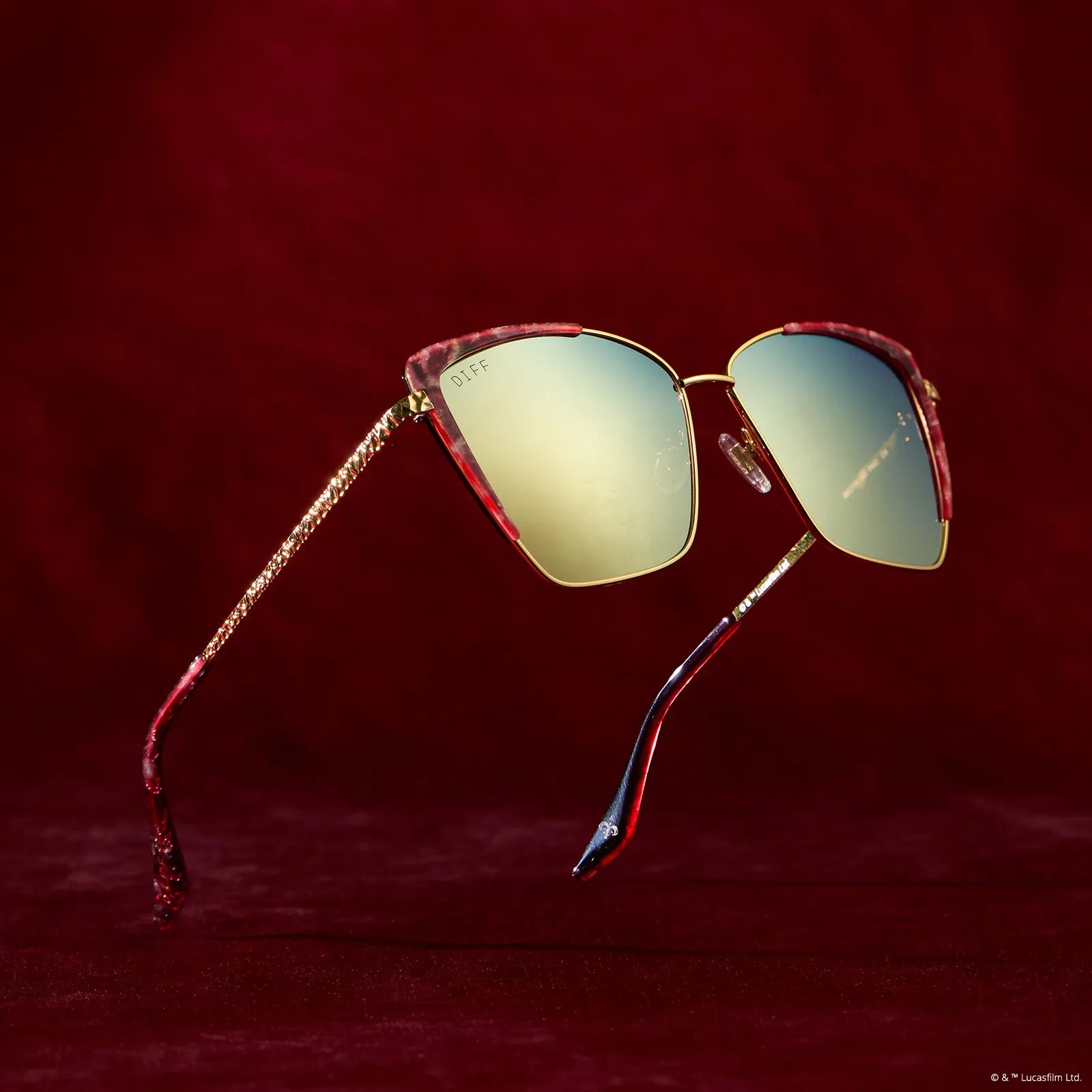 QUEEN AMIDALA™ - MARBLED NABOO™ ROYAL RED   HAMMERED GOLD   GOLD MIRROR   POLARIZED SUNGLASSES