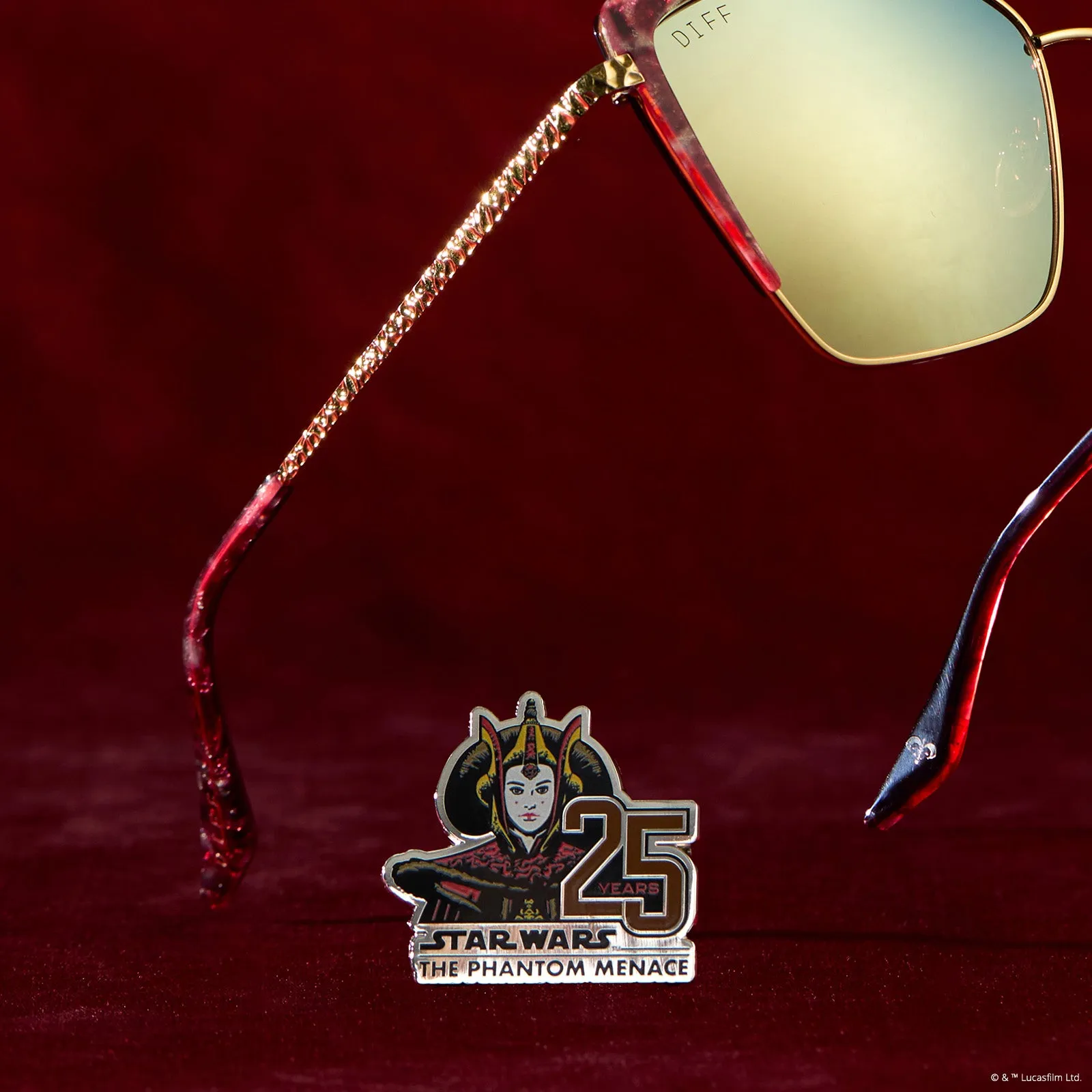 QUEEN AMIDALA™ - MARBLED NABOO™ ROYAL RED   HAMMERED GOLD   GOLD MIRROR   POLARIZED SUNGLASSES