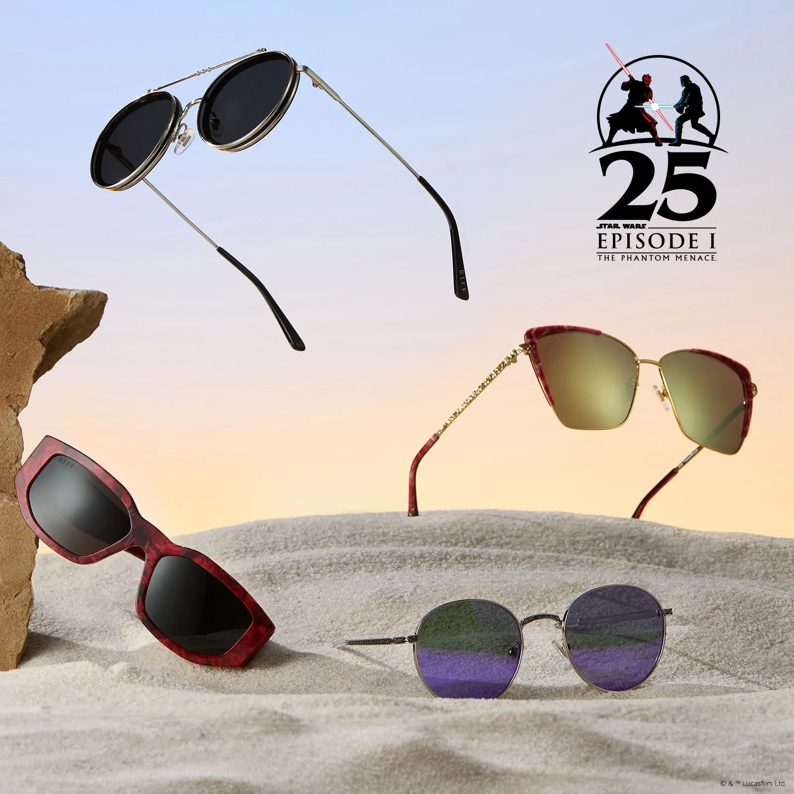QUEEN AMIDALA™ - MARBLED NABOO™ ROYAL RED   HAMMERED GOLD   GOLD MIRROR   POLARIZED SUNGLASSES