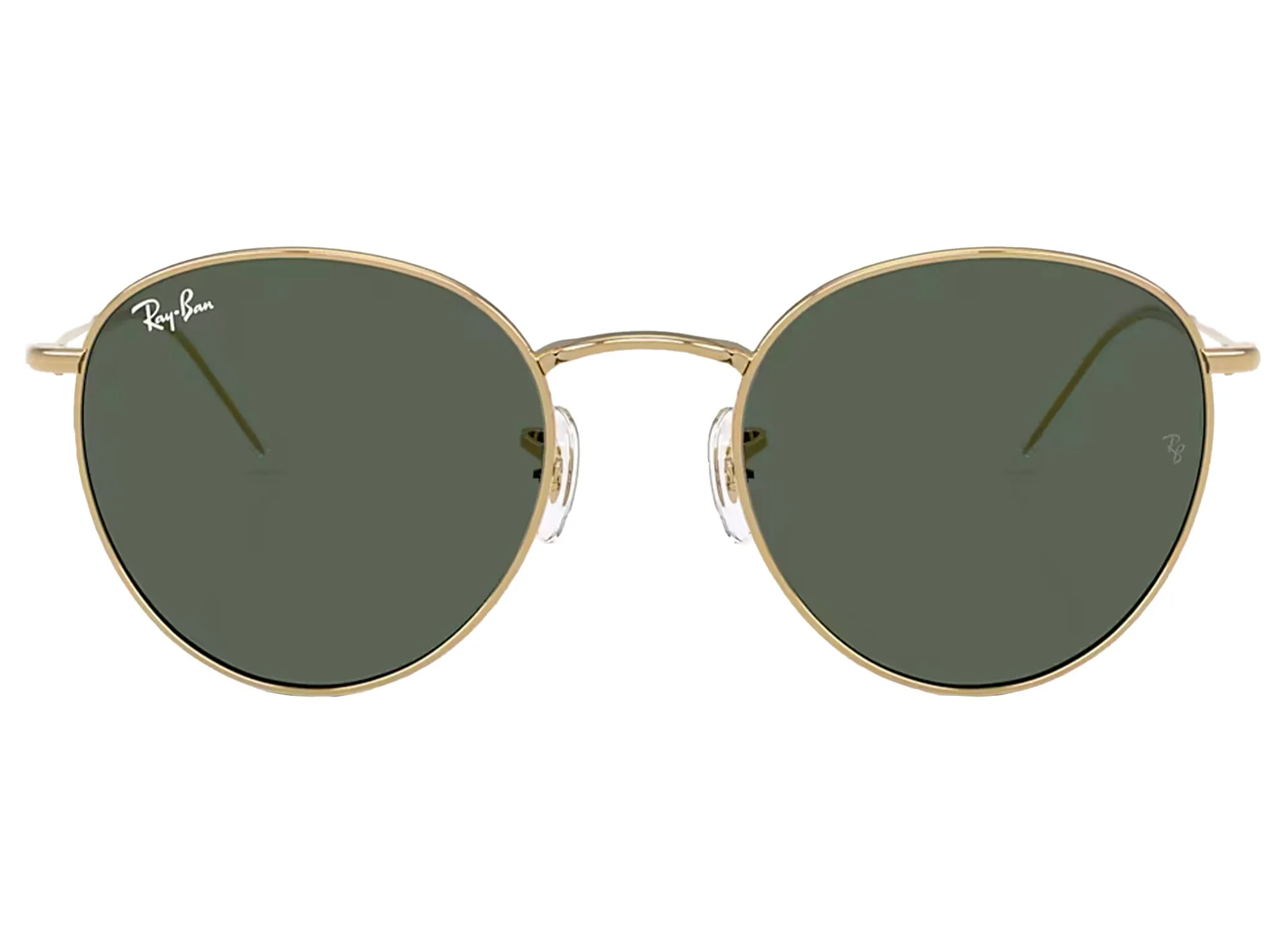 Ray Ban Round Reverse in Arista Gold w/ Dark Green Lenses xld