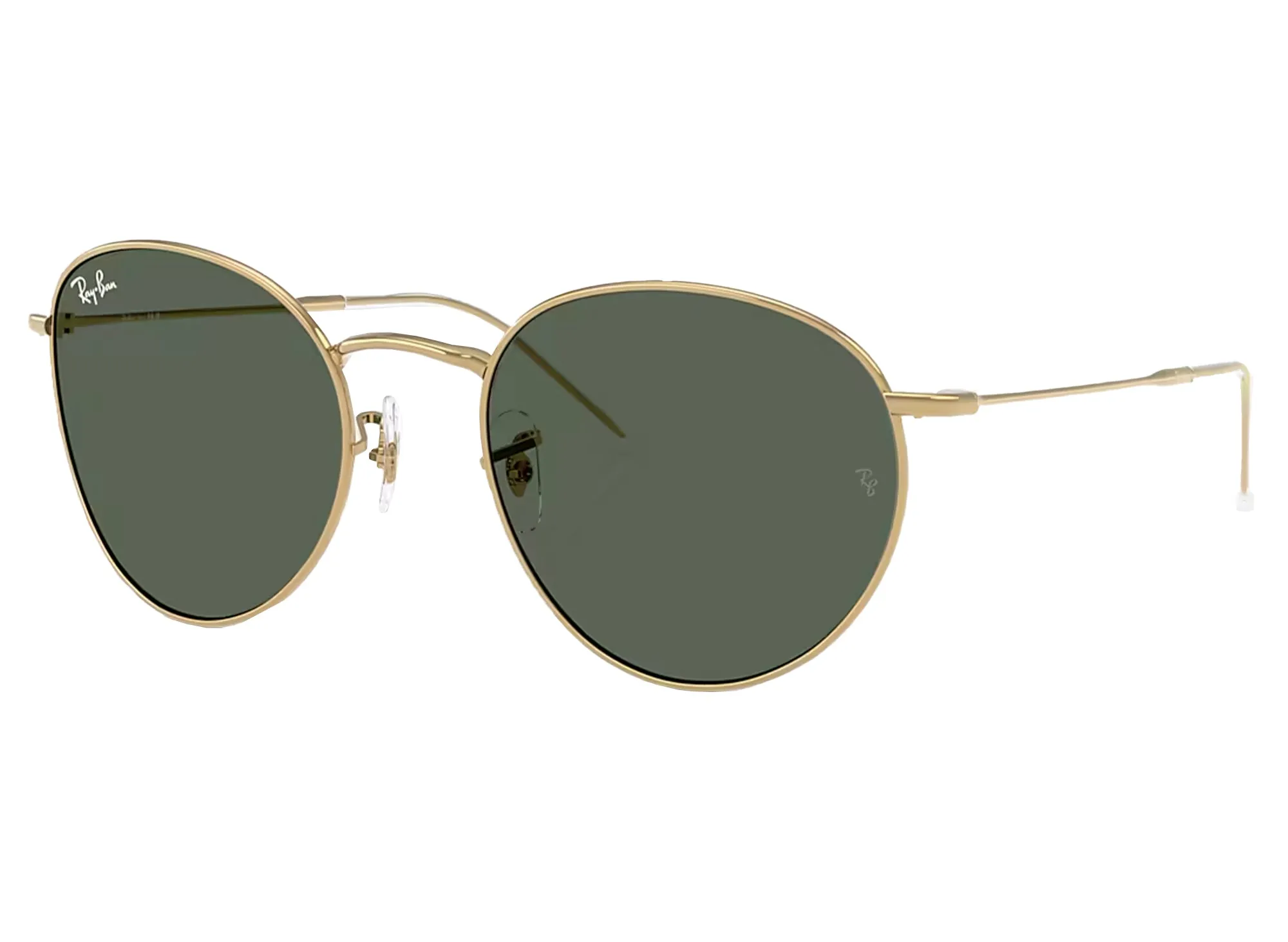 Ray Ban Round Reverse in Arista Gold w/ Dark Green Lenses xld