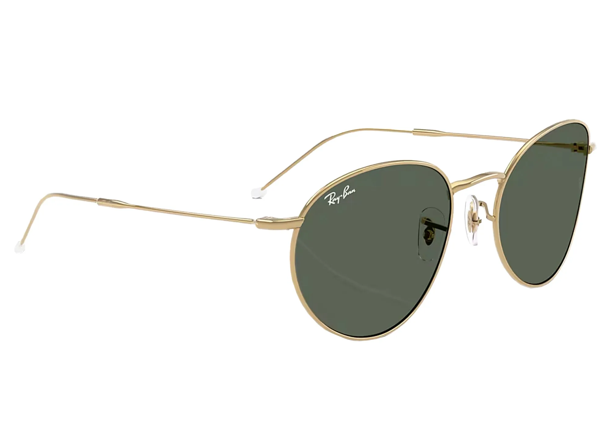 Ray Ban Round Reverse in Arista Gold w/ Dark Green Lenses xld