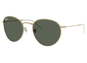 Ray Ban Round Reverse in Arista Gold w/ Dark Green Lenses xld