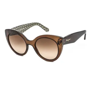 Salvatore Ferragamo Women's Sunglasses - Crystal Brown Plastic Cat Eye | SF964S 210