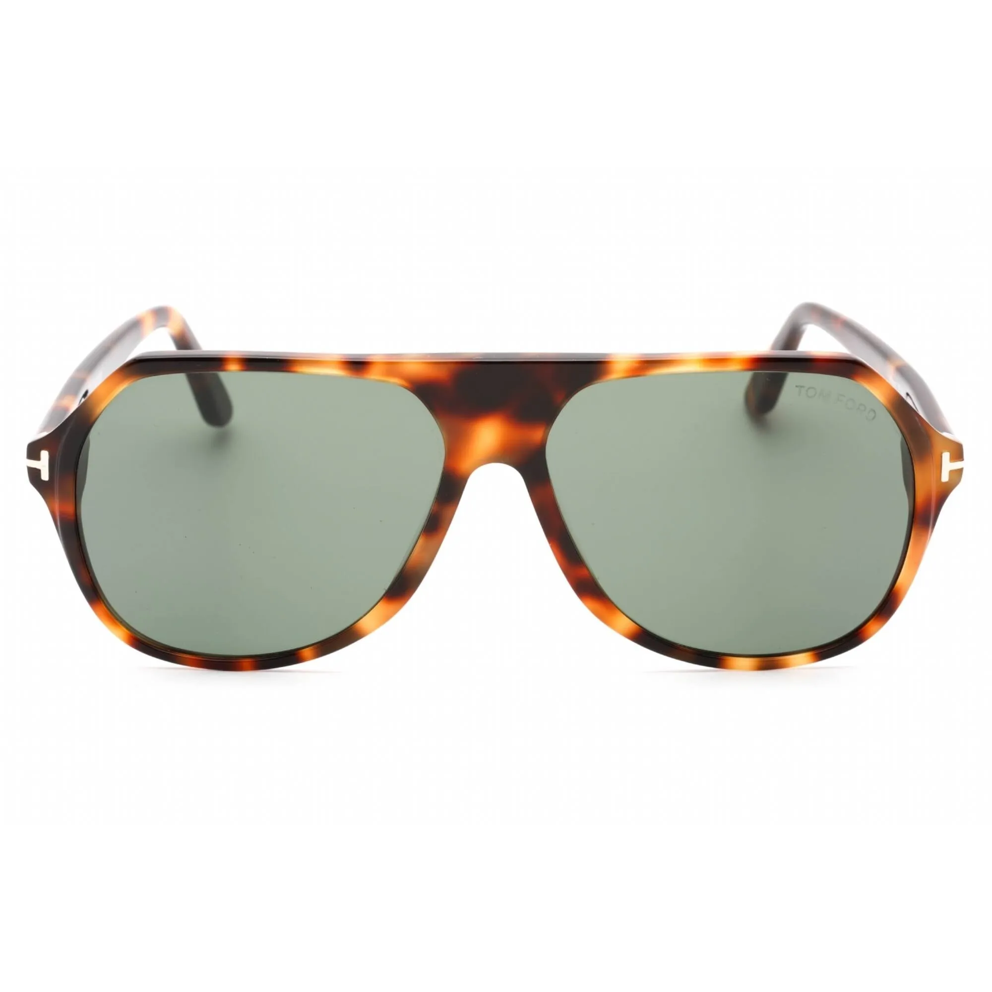 Tom Ford Men's Sunglasses - Blonde Havana Plastic Pilot Frame Green Lens | FT0934 53N