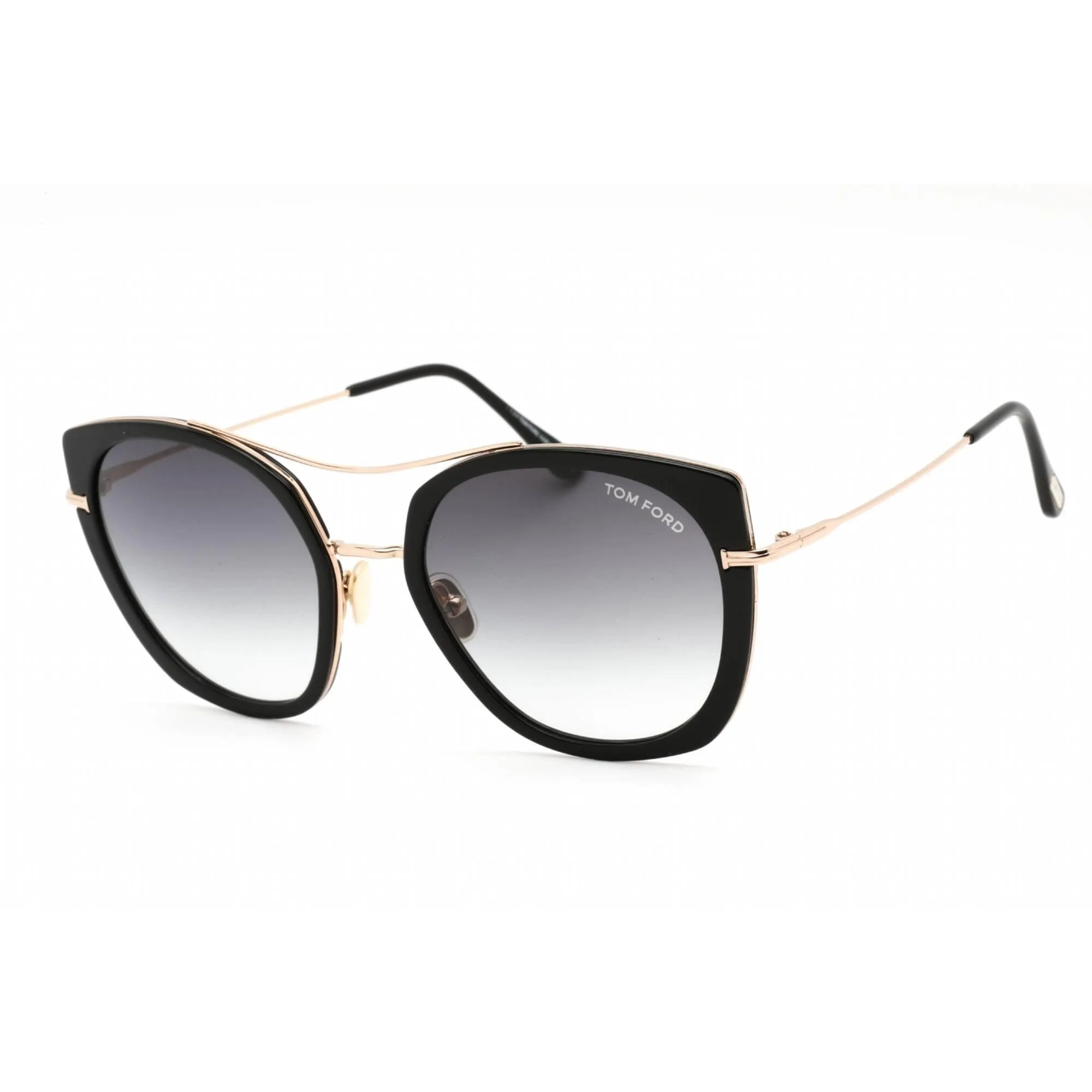 Tom Ford Women's Sunglasses - Shiny Black Metal Frame Gradient Smoke Lens | FT0760 01B