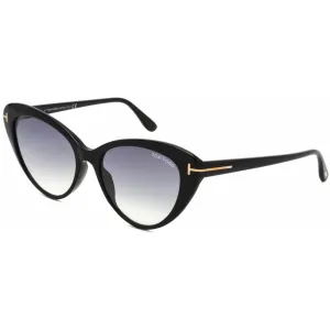 Tom Ford Women's Sunglasses - Shiny Black Round Frame Gradient Smoke Lens | FT0869 01B