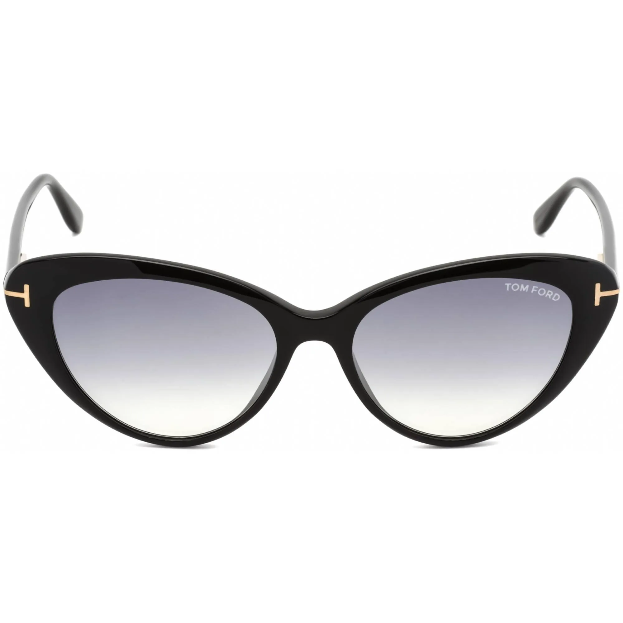 Tom Ford Women's Sunglasses - Shiny Black Round Frame Gradient Smoke Lens | FT0869 01B