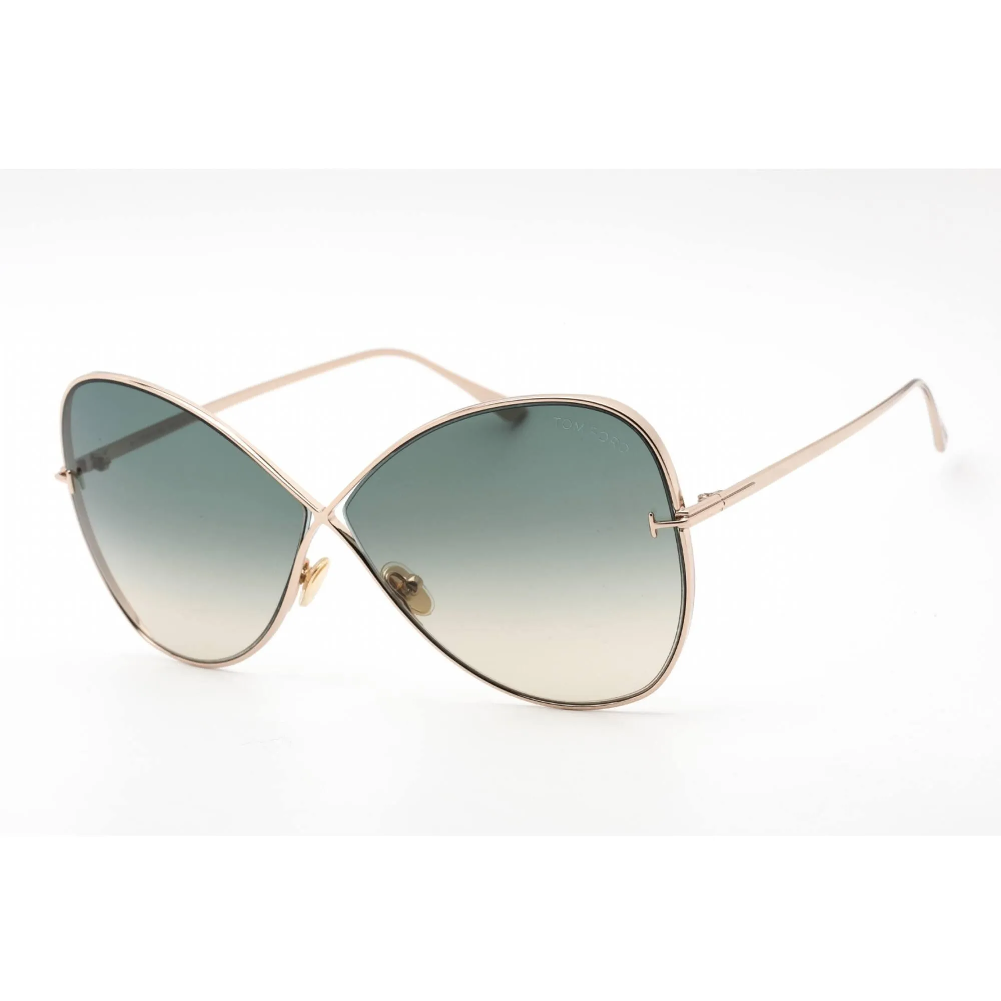 Tom Ford Women's Sunglasses - Shiny Rose Gold Frame Gradient Green Lens | FT0842 28P