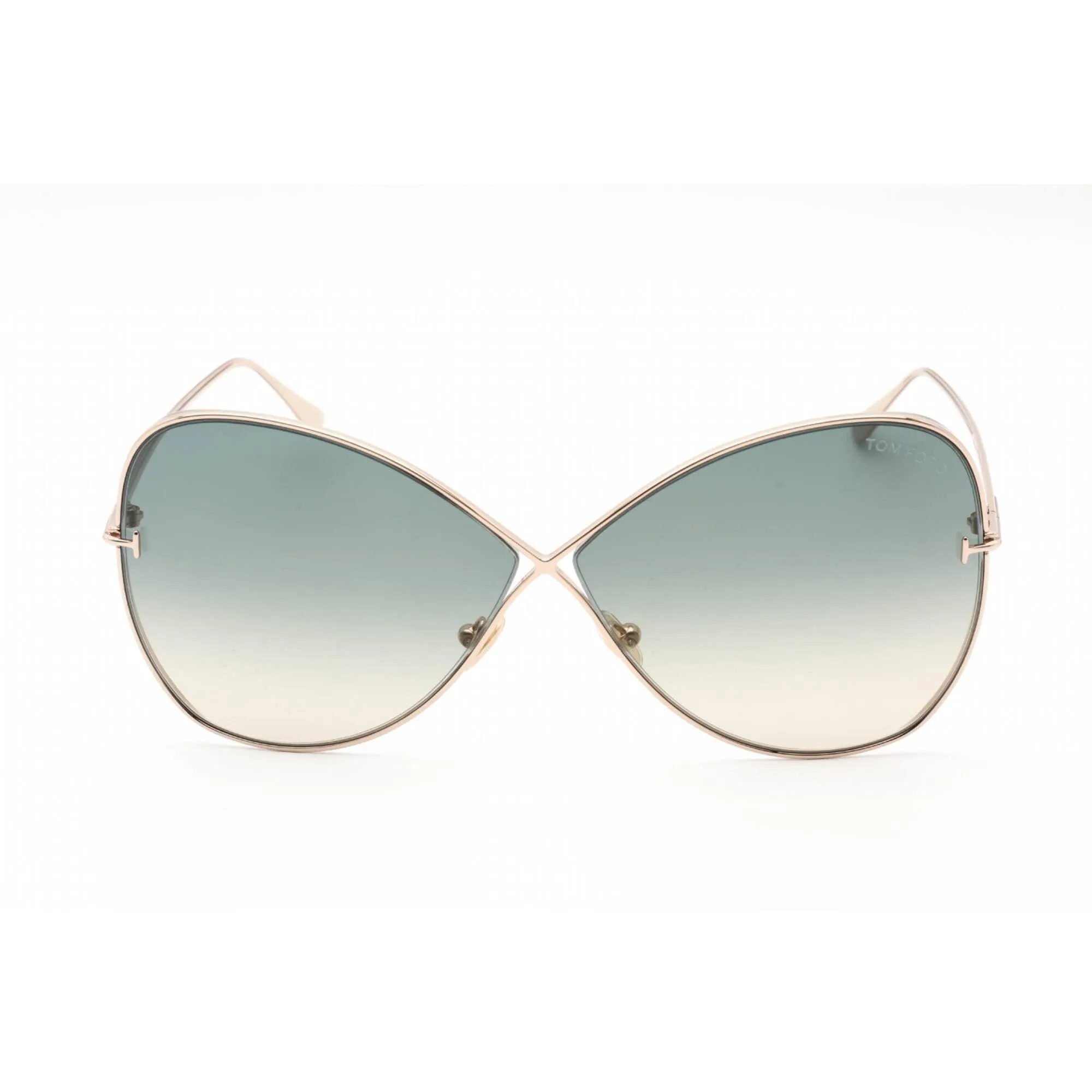 Tom Ford Women's Sunglasses - Shiny Rose Gold Frame Gradient Green Lens | FT0842 28P